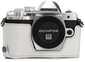 Akcesoria fotograficzne - MegaGear megagear "zawsze gotowa" skórzana torba na aparat do Olympus OM-D E-M10 III  Half-Bottom pokrowiec ochronny  wytrzymały, odporność na zarysowania i uderzenia, biały MG1354 - miniaturka - grafika 1
