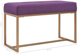 vidaXL Ławka, 80 cm, fioletowa, aksamitna vidaXL - Ławki do przedpokoju - miniaturka - grafika 6