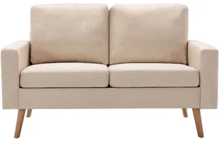 vidaXL 2-częściowy komplet wypoczynkowy, obity tkaniną, kremowy - Komplety wypoczynkowe - miniaturka - grafika 3