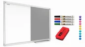 Tablice i flipcharty - Allboards Tablica COMBI suchościeralna magnetyczna filcowa 120x90 cm szara rama aluminiowa + gratis CO129FS+MMG - miniaturka - grafika 1