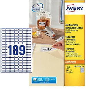 Avery Etykiety samoprzylepne 25,4x10,0 białe L4731REV-25 - Etykiety do drukarek - miniaturka - grafika 2
