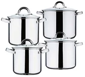 Zestawy garnków i patelni - Renberg Sara garnków-& pfannensets ze stali szlachetnej z pokrywką ollas 16 x 14.5 cm 2.9L; 18 x 16.0 cm 4.0L; 20 x 17.5 cm 5.4l; 24 x 19.5 cm 8.8l do płyt indukcyjnych RB-2003 - miniaturka - grafika 1