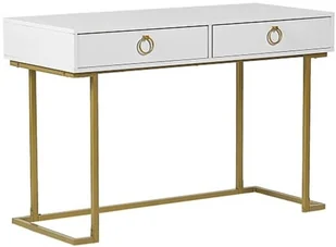 Beliani Biurko / Konsola 2 szuflady biało-złota WESTPORT - Konsole i sekretarzyki - miniaturka - grafika 6