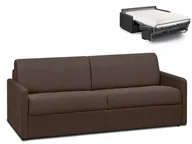Sofy i kanapy - Vente-Unique 4-osobowa kanapa z ekspresowym mechanizmem rozkładania z tkaniny CALIFE - Kolor: czekoladowy - Wymiary miejsca do spania: 160 cm - Materac 18 cm - miniaturka - grafika 1