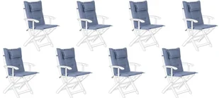 Beliani Zestaw 8 poduszek na krzesła ogrodowe niebieskie MAUI - Fotele i krzesła ogrodowe - miniaturka - grafika 3