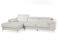 Narożniki - Vente-Unique Sofa narożna ze skóry SOLANGE - Biały - Narożnik lewostronny - miniaturka - grafika 1