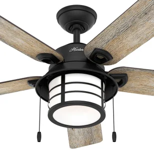 HUNTER Hunter Santorini wentylator z lampą, drewno/czarny - Wentylatory sufitowe - miniaturka - grafika 4