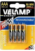 Baterie i akcesoria - Velamp velamp HR03/4BP ładowany, baterie Mignon 1000 mAh, 4 sztuki, pomarańczowe kolory HR03/4BP - miniaturka - grafika 1