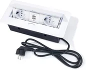 Listwy zasilające - KOLORENO Power port biurkowy wpuszczany w blat z 2x gniazdo zasilające oraz 2x USB 2.1 Multibox 2 - do taśm LED - Biały HUB-MULTIBOX2B - miniaturka - grafika 1