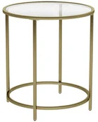 Ławy i stoliki kawowe - Okrągły Złoty Stolik Kawowy Ze Szklanym Blatem P9-L86 - miniaturka - grafika 1
