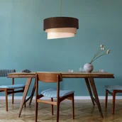 Lampy sufitowe - Euluna Lampa wisząca Devon, brązowa/beżowa/ecru 45cm - miniaturka - grafika 1