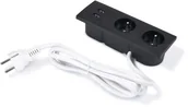Huby USB - KOLORENO Gniazdo Doblatowe Moduł Aluminium 2x230V + 2x USB Czarne GD2X230V+2XUSB CZARN - miniaturka - grafika 1