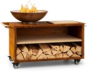 Paleniska ogrodowe - Blumfeldt Blumfeldt Savage 2.0 Wide, misa paleniskowa z grillem, bambusowa deska do krojenia, pokrowiec GDI11-Sav2.0 Wide-RU - miniaturka - grafika 1