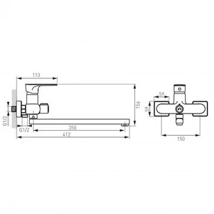 Ferro ALGEO SQUARE 350 mm,chrom BAQ5A - Baterie wannowe i prysznicowe - miniaturka - grafika 2