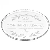 Tace i patery - Murrano Patera szklana na ciasto bez nóżki grawer dla pary na 25 rocznicę PATR2-015 - miniaturka - grafika 1