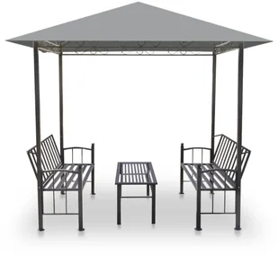 vidaXL Zadaszenie ogrodowe ze stołem i ławkami, 2,5x1,5x2,4m, antracyt - Pawilony ogrodowe - miniaturka - grafika 10