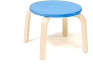 Taborety i hokery - AJ Produkty Stołek drewniany Nemo, 300 mm wys., brzoza, niebieski - miniaturka - grafika 1