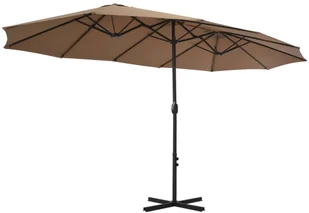 vidaXL Parasol ogrodowy na słupku aluminiowym, 460 x 270 cm, taupe - Parasole ogrodowe - miniaturka - grafika 5