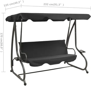 vidaXL Huśtawka ogrodowa z baldachimem antracytowa 313339 - Huśtawki - miniaturka - grafika 8