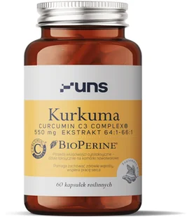 UNS Kurkuma 550mg Ekstrakt 64:1-66:1 60vegcaps - Witaminy i minerały dla sportowców - miniaturka - grafika 2