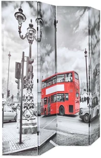 vidaXL Składany parawan, 160x180 cm, londyński autobus, czarno-biały - Parawany - miniaturka - grafika 3