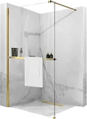 Ścianki i drzwi prysznicowe - Rea Ścianka prysznicowa Aero Złota N 90 Walk In z półką i wieszakiem Evo - miniaturka - grafika 1