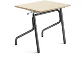 Meble do szkół i przedszkoli - AJ Produkty Biurko szkolne z regulacją wysokości ADJUST, 700x600 mm, HPL z redukcją hałasu, brzoza, antracyt - miniaturka - grafika 1