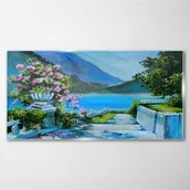 Obrazy i zdjęcia - PL Coloray Obraz Szklany jezioro góry kwiaty 120x60cm - miniaturka - grafika 1