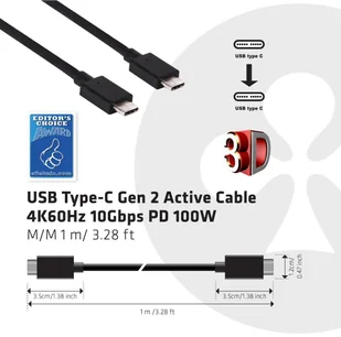 Club 3D Club 3d adapter USB 3.1 typu C, czarny - Kable USB - miniaturka - grafika 7