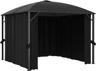 vidaXL Altana ogrodowa z zasłonami, 300x300x265 cm, antracytowa - Altany ogrodowe - miniaturka - grafika 4