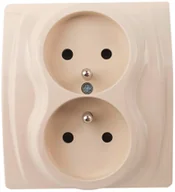 Gniazdka elektryczne - Karlik Gniazdo Logo 2x2P+Z beżowe - miniaturka - grafika 1