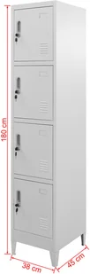 vidaXL Zamykana szafka z 4 przegrodami, 38x45x180 cm - Szafki biurowe - miniaturka - grafika 9
