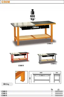 BETA STÓŁ WARSZTATOWY C56M POMARAŃCZOWY 5600/C56MO - Stoły warsztatowe - miniaturka - grafika 2