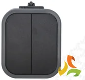 Wyłączniki światła i elektryczne - Abex B2 IP54 Wyłącznik 2 podwójny świecznikowy n/t podświetlany WNT-2B2/S szary/czarny WNT-2B2/S szary/czarn/ABX - miniaturka - grafika 1