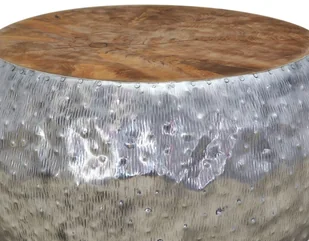 vidaXL Stolik kawowy, aluminium, drewno tekowe, 60 x 30 cm - Ławy i stoliki kawowe - miniaturka - grafika 6