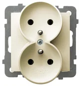 Gniazdka elektryczne - LEDart podwójne z uziemieniem, bez ramki - Ospel As GP-2GRZ/m/27, kolor ecru, 16A/250V - miniaturka - grafika 1