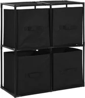 Szafki do salonu - vidaXL Szafka, 4 kosze z tkaniny, czarne, 63x30x71 cm, stal vidaXL - miniaturka - grafika 1