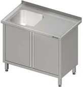 Stoły gastronomiczne - Stalgast Stół ze zlewem jednokomorowym (L) drzwi skrzydłowe 1100x600x850 mm 9807 - miniaturka - grafika 1