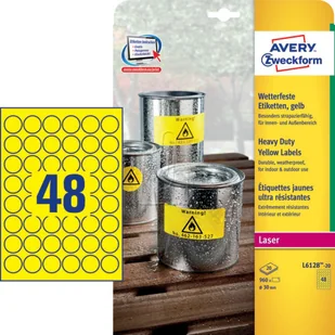 Avery Zweckform Zweckform Heavy Duty 30mm żółte (L6128-20) - Papier do drukarek - miniaturka - grafika 2