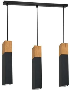 Luminex Tulum 1960 lampa wisząca zwis 3x60W GU10 czarna/drewniana - Lampy sufitowe Luminex Tulum 1960 lampa wisząca zwis 3x60W GU10 czarna/drewniana - Lampy sufitowe - miniaturka - grafika 2