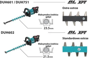 Makita akumulatorowe nożyce do żywopłotu 18V Li-Ion 2x5,0Ah, długość cięcia 60cm, [DUH601PTE] DUH601PTE - Nożyce do żywopłotu - miniaturka - grafika 8
