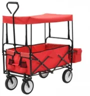 Pozostałe narzędzia ogrodowe - vidaXL Lumarko Składany wózek ręczny z zadaszeniem, stalowy, czerwony! 147589 - miniaturka - grafika 1