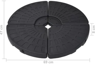 vidaXL Podstawa pod parasol w formie wachlarza, 4 elementy, czarna vidaXL - Parasole ogrodowe - miniaturka - grafika 5
