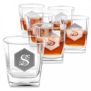 Murrano Szklanki grawerowane do whisky x6 komplet dedykacja inicjał 6xSZC-065 - Szklanki - miniaturka - grafika 4