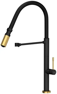 QUADRON Bateria MARGOT T-LINE czarny mat VERY BLACK) + złoty PVD 3623502_BLMPVDG1) - Baterie kuchenne - miniaturka - grafika 2