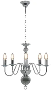 vidaXL Żyrandol, srebrny, 5 żarówek E14 - Lampy sufitowe - miniaturka - grafika 7