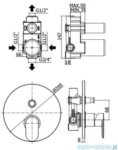 Paffoni Candy Bateria podtynkowa z przełącznikiem chrom CA015CR | - Baterie umywalkowe - miniaturka - grafika 2