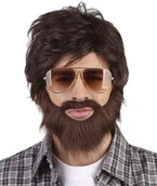 Dodatki do strojów karnawałowych - Boland 86312 - peruka pod prysznic z brodą, brązowa - miniaturka - grafika 1