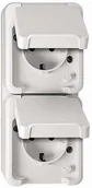 Wyłączniki światła i elektryczne - Merten z podwójnej gniazdko Schuko, ułożone są pionowo BRS, Aqua Star, jasnoszary, meg2328 8029 MEG2328-8029 - miniaturka - grafika 1