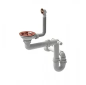 Syfony - QUADRON Quadron Syfon pionowy do zlewozmywaka granitowego 1 lub 1 komora z ociekaczem 3,5" cala kolor miedziany SAVE SPACE - miniaturka - grafika 1